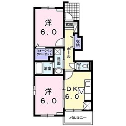 プラージュ1 2DKの間取図画像