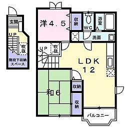 サンコーポ本城B 2LDKの間取図画像