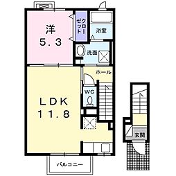 サンパティークIII 2階1LDKの間取り
