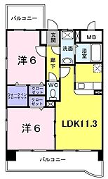 ジュネスパラシオン豊原2 2LDKの間取図画像