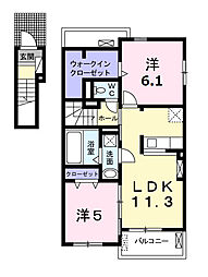 ルグランB 2LDKの間取図画像