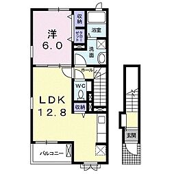 グランド　シャイン　VII 2階1LDKの間取り