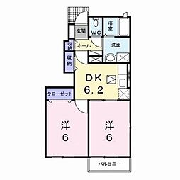 ソレアード・K3A 2DKの間取図画像