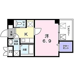 ピーベリーハイム 1Kの間取図画像