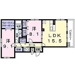 アヴェンタドール 2LDKの間取図画像
