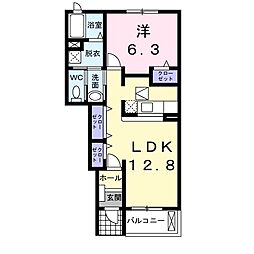 パストラーレ涼A 1LDKの間取図画像