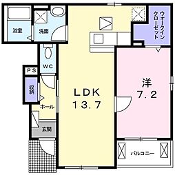 エヴァーグリーン彦根 1LDKの間取図画像
