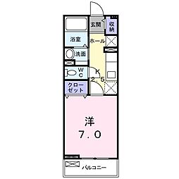 バーンホーフN 1Kの間取図画像