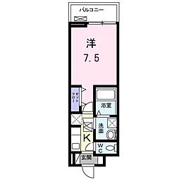 メゾンフォレスティエール2 1Kの間取図画像