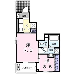 ヴィラアベニューB 1Kの間取図画像