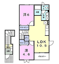 フィオーレＫ・Ｂ 2階2LDKの間取り