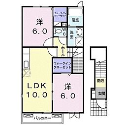 ストロベリーハウスII 2階2LDKの間取り