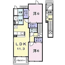 アラモードさくら4 2LDKの間取図画像