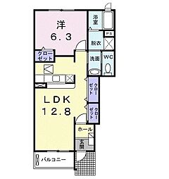 プラシード 1LDKの間取図画像