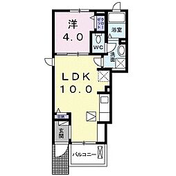 アーバンハイツIII 1階1LDKの間取り