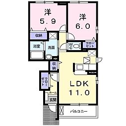 サンエアリーA 2LDKの間取図画像