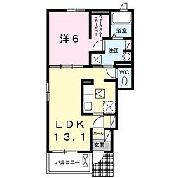 アンソレイユ 1LDKの間取図画像