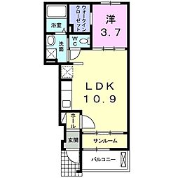 グラースメゾン 1階1LDKの間取り