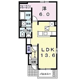 カウベル2 1LDKの間取図画像