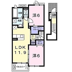 アヴニール北沢 2LDKの間取図画像