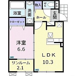 ベル・グレイス 1LDKの間取図画像