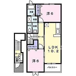 グランツ・モーデII 2階2LDKの間取り