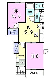 Ｐｌｅａｓａｎｔ　Ｍ 1階2Kの間取り