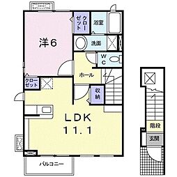 ハッピースマイルA 1LDKの間取図画像