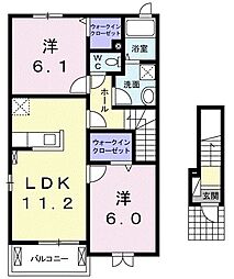 ＧＲＡＣＥ　ＯＨＵＳＡＫＩ　II 2階2LDKの間取り