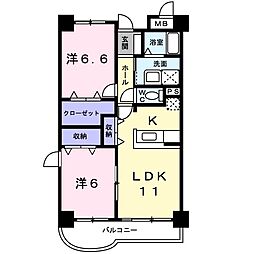 マンショングランデカナバ 2LDKの間取図画像