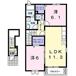 グレイス春日 2LDKの間取図画像