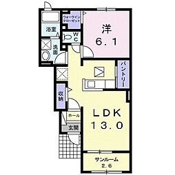 エクセレント　ジールVII 1階1LDKの間取り