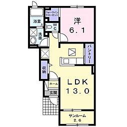 ポラリス三番館 1階1LDKの間取り