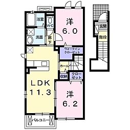 モンブランＡ 2階2LDKの間取り