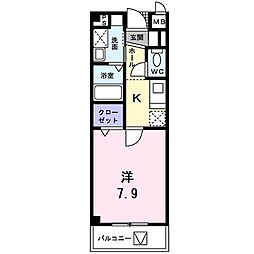 ロ・クレール 1階1Kの間取り