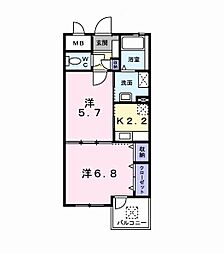 ソレアードリブ 2Kの間取図画像