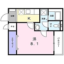 ラフィーネ葛野 1Kの間取図画像