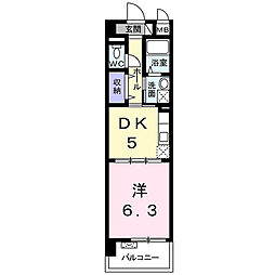 シカタ　シャンブレットI 1階1DKの間取り