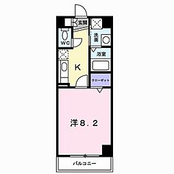 グランツェントB 1Kの間取図画像