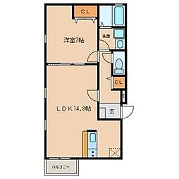 ソレイユ 1階1LDKの間取り