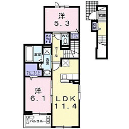 ラ・フェリーチェ1 2LDKの間取図画像