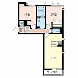 ヒルズ　エルドラード 3階2LDKの間取り