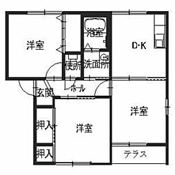 JR福知山線 福知山駅 徒歩12分の賃貸アパート 1階3DKの間取り