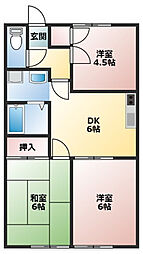 ニューライフ津屋崎2 3DKの間取図画像