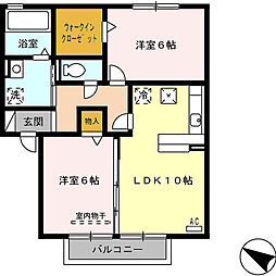 JR小浜線 若狭和田駅 徒歩18分の賃貸アパート 1階2LDKの間取り