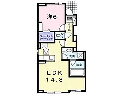 トランキイロみどりの1 1LDKの間取図画像