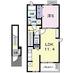 リヴァージュB 1LDKの間取図画像