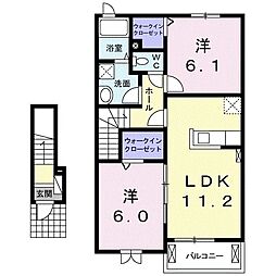 サンライズ　Ｂ 2階2LDKの間取り