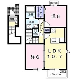 リヴェールB 2LDKの間取図画像