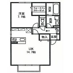 レセンテ紫峰ヶ丘E棟 2階2LDKの間取り